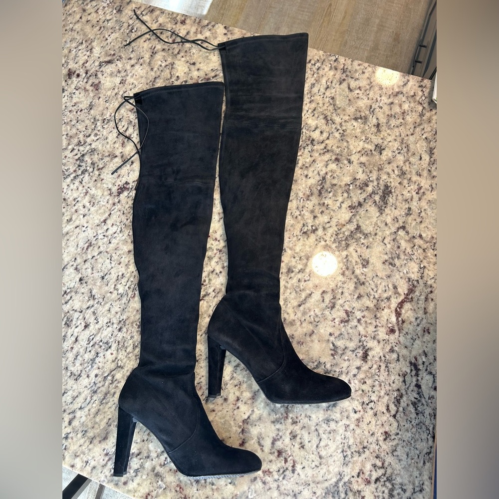 GORGEOUS Black Suede Stuart Weitzman Thigh High Boots